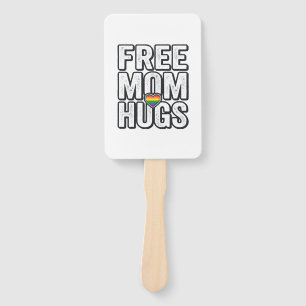 Free Mum Hugs Pride Heart Vintage T-Shirt Design_1 Hand Fan