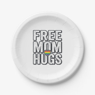 Free Mum Hugs Pride Heart Vintage T-Shirt Design_1 Paper Plate