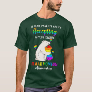 Free Mum Hugs Proud Bear Rainbow LGBT Gay Pride LG T-Shirt