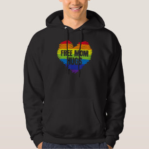 Free Mum Hugs Proud Mother Heart Love Gay Cute Rai Hoodie