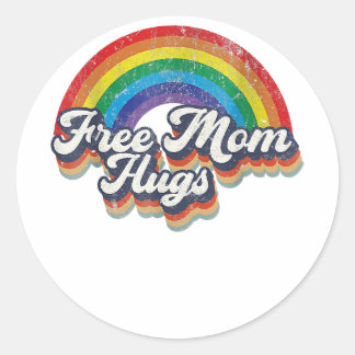 Free Mum Hugs Rainbow Heart LGBT Flag LGBT Pride M Classic Round Sticker