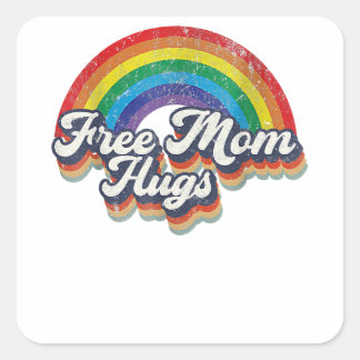 Free Mum Hugs Rainbow Heart LGBT Flag LGBT Pride M Square Sticker
