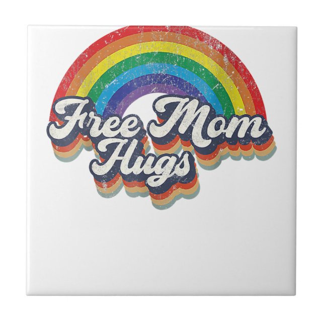 Free Mum Hugs Rainbow Heart LGBT Flag LGBT Pride M Tile (Front)