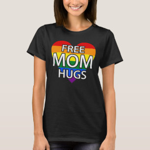 Free Mum Hugs Rainbow Heart LGBT Gay Pride T-Shirt