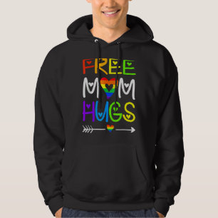 Free Mum Hugs  Rainbow Heart Lgbt Pride Month T Hoodie