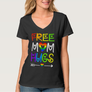 Free Mum Hugs Rainbow Heart Lgbt Pride Month T-Shirt