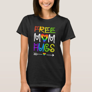 Free Mum Hugs  Rainbow Heart Lgbt Pride Month T-Shirt