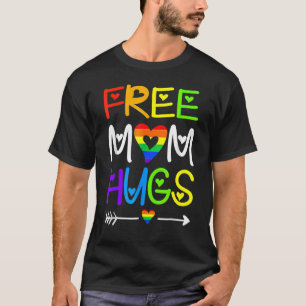 Free Mum Hugs  Rainbow Heart Lgbt Pride Month T-Shirt