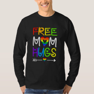 Free Mum Hugs  Rainbow Heart Lgbt Pride Month T-Shirt