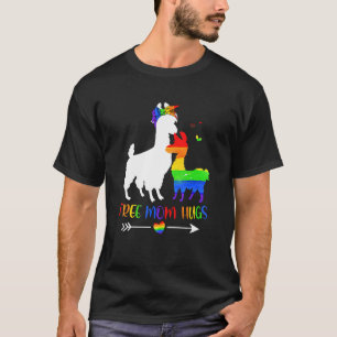 Free Mum Hugs Rainbow Heart Mama Llama Lgbt Pride T-Shirt