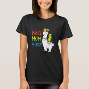 Free Mum Hugs Rainbow Heart Mama Llama Lgbt Pride  T-Shirt
