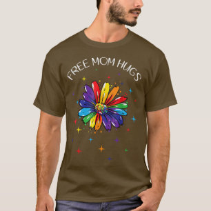 Free Mum Hugs Rainbow Sunflower LGBT Pride Month T-Shirt
