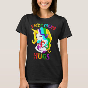 Free Mum Hugs  Rainbow Unicorn Lgbt Pride Month T-Shirt
