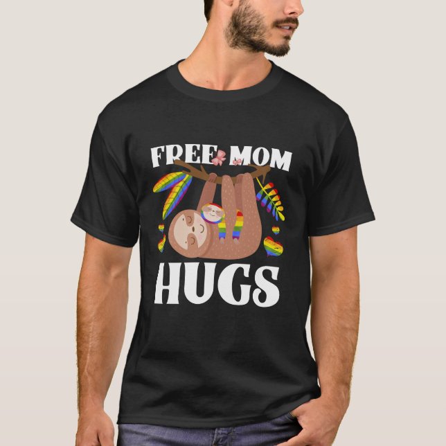 Free Mum Hugs Shirt, Funny Otter, LGBT Rainbow T-Shirt (Front)