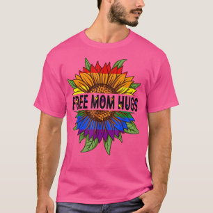 Free Mum Hugs Sunflower Rainbow Flag Pride LGBT Pr T-Shirt
