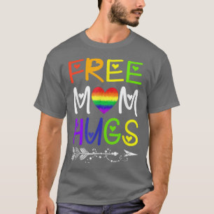 Free Mum Hugs T Rainbow Heart LGBT Pride Month  T-Shirt