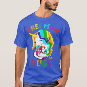 Free Mum Hugs T Rainbow Unicorn LGBT Pride Month T-Shirt