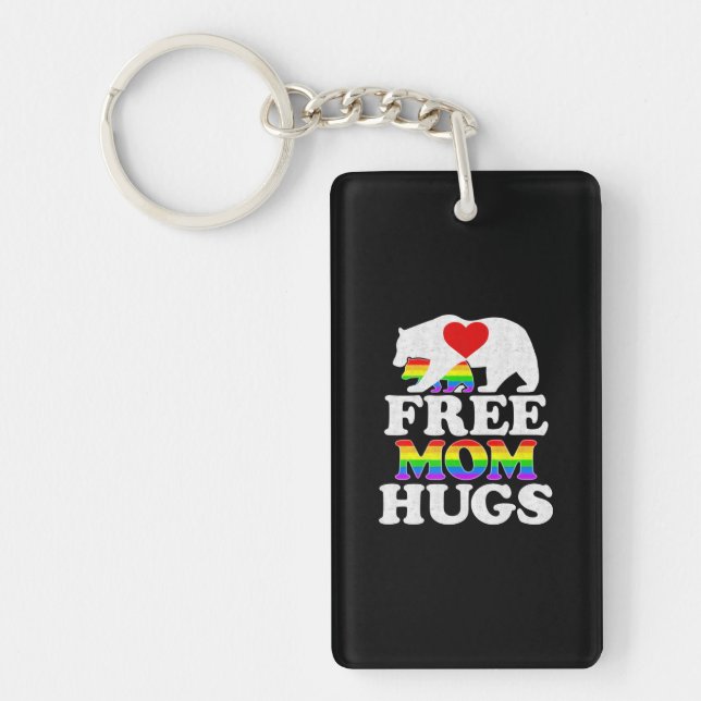 Free Mum Hugs t  Women Lgbt Pride Mama Bear Key Ring (Front)