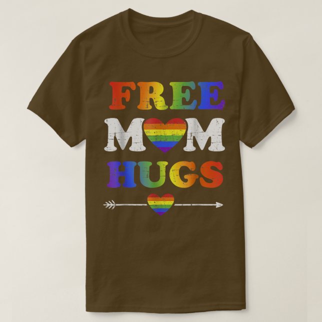 Free mum hugs with rainbow  for gay and lesbian su T-Shirt (Design Front)