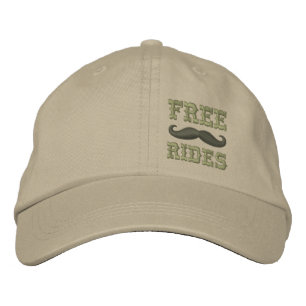 FREE MUSTACHE RIDES EMBROIDERED HAT