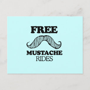 FREE MUSTACHE RIDES POSTCARD