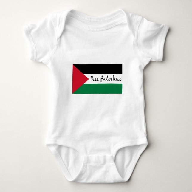 Free Palestine - فلسطين علم  - Palestinian Flag Baby Bodysuit (Front)