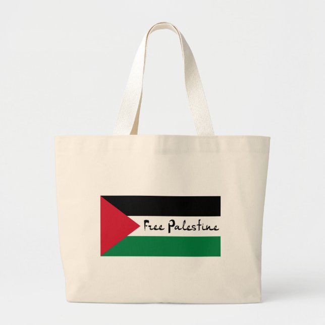 Free Palestine - فلسطين علم  - Palestinian Flag Large Tote Bag (Front)