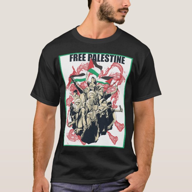 Free Palestine arabic clothing T-Shirt T- (Front)