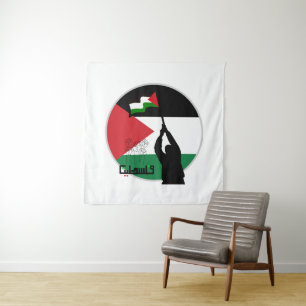 Free Palestine Arabic text Tapestry