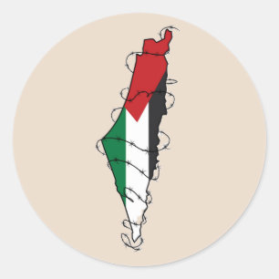 Free Palestine Barbed Wire Map Palestinian Freedom Classic Round Sticker