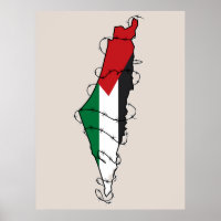 Free Palestine Barbed Wire Map Palestinian Freedom
