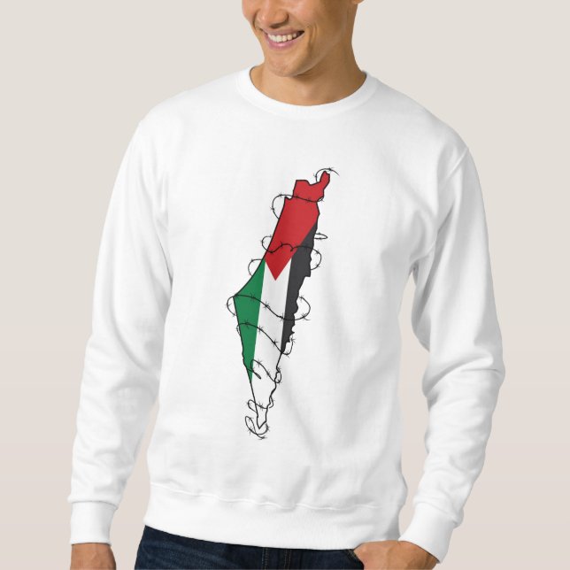 Free Palestine Barbed Wire Map Palestinian Freedom Sweatshirt (Front)