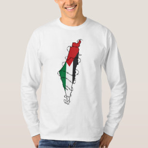 Free Palestine Barbed Wire Map Palestinian Freedom T-Shirt