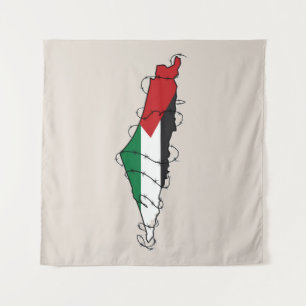 Free Palestine Barbed Wire Map Palestinian Freedom Tapestry