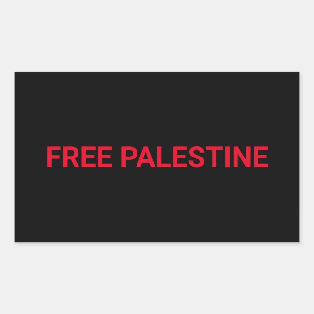 Free Palestine black red custom text minimalist Rectangular Sticker (Front)