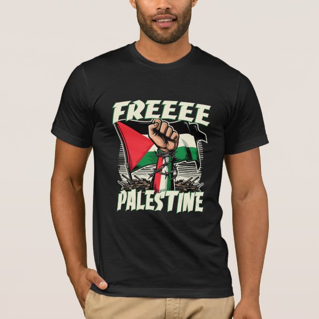 Free Palestine Black T-shirt Design 2024 (Front)
