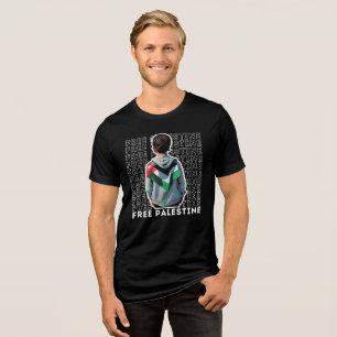 FREE PALESTINE black t-shirt for man Tri-Blend Shirt