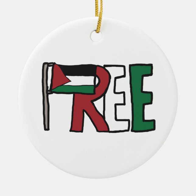 Free Palestine Ceramic Tree Decoration (Front)