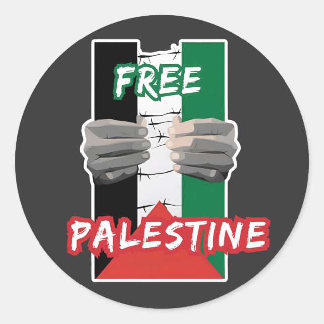 FREE PALESTINE CLASSIC ROUND STICKER (Front)