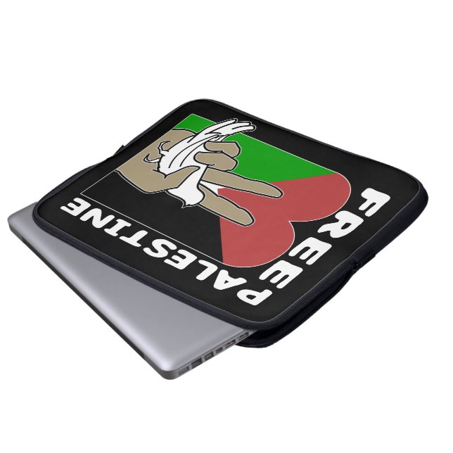 Free Palestine Dove Heart Peace Sign Laptop Sleeve (Front Bottom)