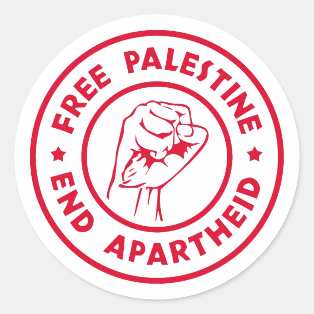 Free Palestine End Apartheid Classic Round Sticker (Front)