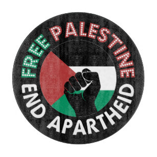 Free Palestine End Apartheid Flag Fist Black Cutting Board