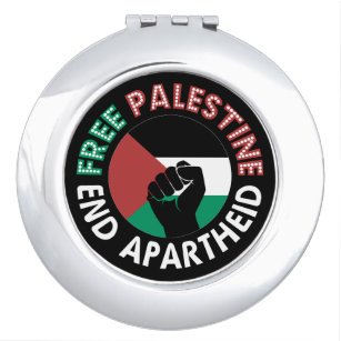 Free Palestine End Apartheid Flag Fist Black Travel Mirror