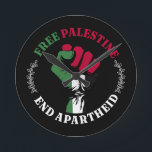 Free Palestine End Apartheid III Round Clock<br><div class="desc">Free Palestine End Apartheid</div>