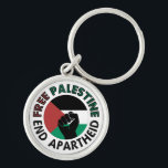 Free Palestine End Apartheid Palestine Flag Key Ring<br><div class="desc">Free Palestine End Apartheid white background 
 revolutionary fist
 Palestinian Flag of palestine
 Green Black White Red Palestine flag 
 End Apartheid Israel 
 Join the movement to save Palestinians from Israeli war of aggression 
 Boycott Israel Stop buying Israeli goods
 Middle East conflict</div>