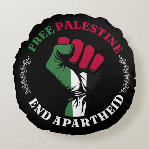 Free Palestine End Apartheid Round Cushion