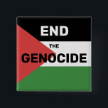 FREE PALESTINE END THE GENOCIDE FLAG RED GREEN  15 CM SQUARE BADGE<br><div class="desc">FREE PALESTINE FLAG RED BLACK GREEN WHITE button END THE GENOCIDE</div>