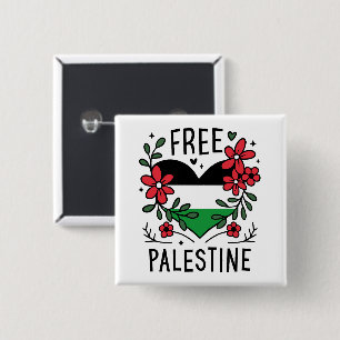 Free palestine flag 15 cm square badge
