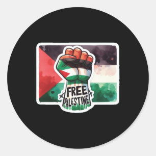 Free Palestine Flag And Fist Watercolour Sticker 