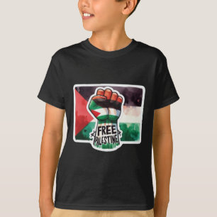 Free Palestine Flag And Fist Watercolour Sticker T-Shirt